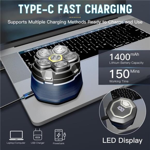 Upgraded Head Shaver for Bald Men，Magnetic Electric Razor Hair Trimmer  for Men - Picture 2 of 8